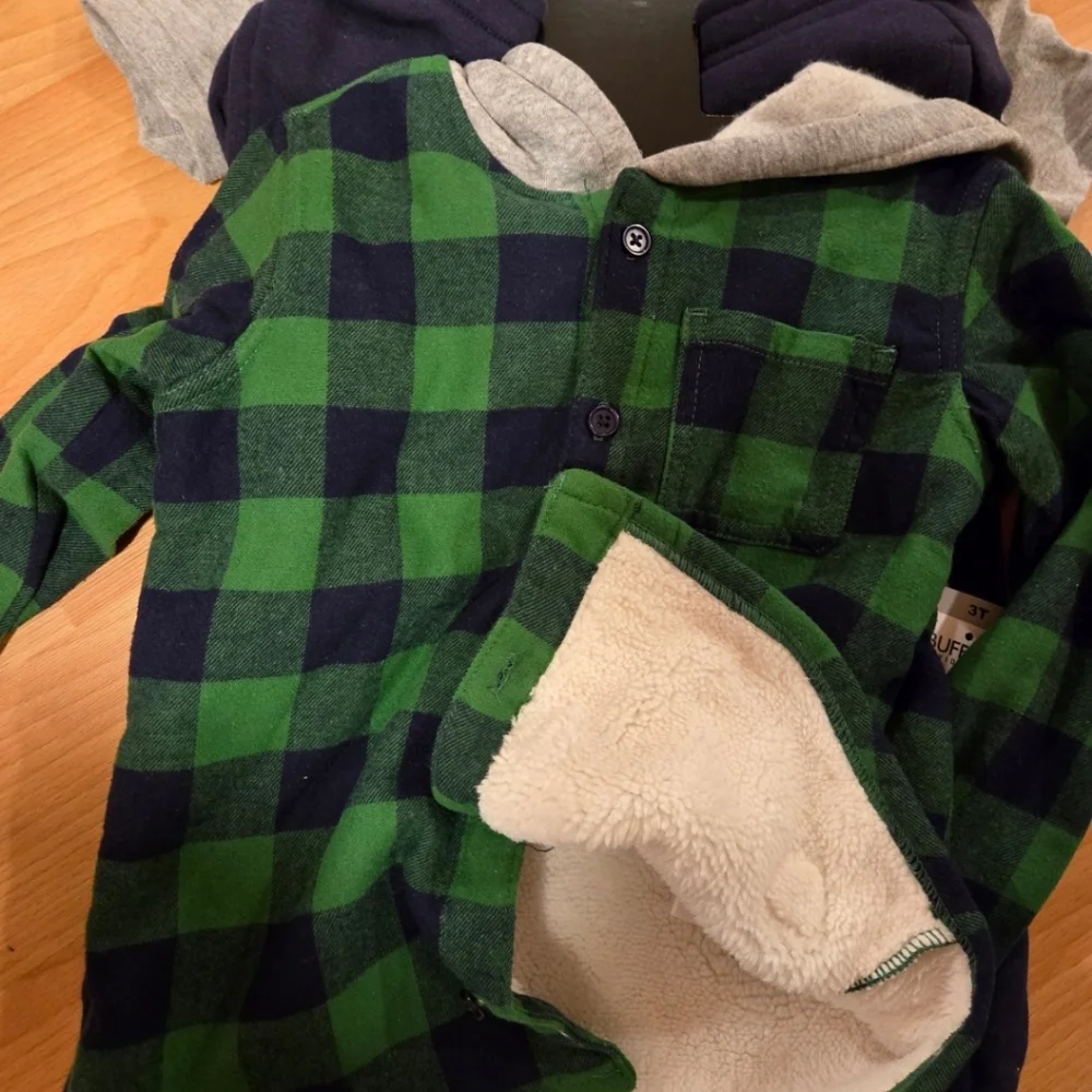 BUFFALO DAVID BITTON BOYS 3 PIECE OUTFIT BRAND NEW WITH TAGS GREEN & NAVY BLU